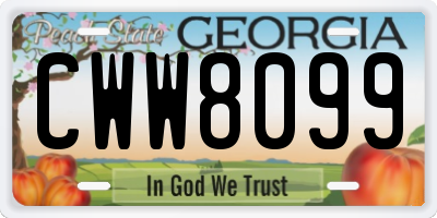 GA license plate CWW8099