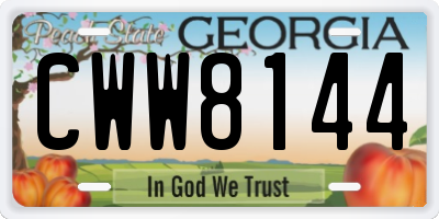 GA license plate CWW8144