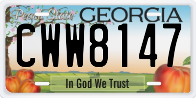 GA license plate CWW8147