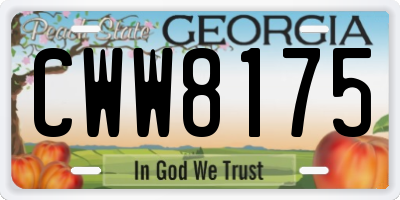 GA license plate CWW8175