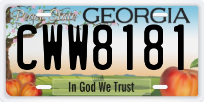 GA license plate CWW8181