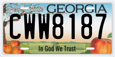 GA license plate CWW8187