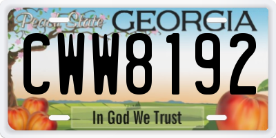 GA license plate CWW8192