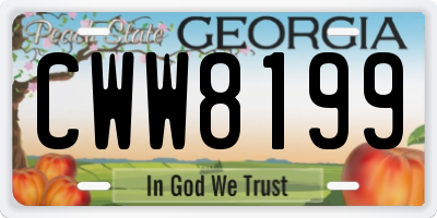 GA license plate CWW8199