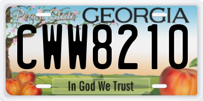 GA license plate CWW8210