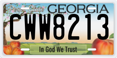 GA license plate CWW8213