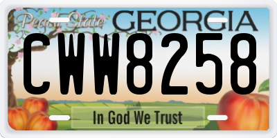 GA license plate CWW8258