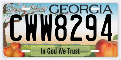 GA license plate CWW8294