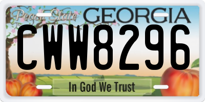 GA license plate CWW8296