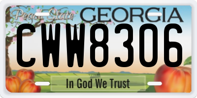 GA license plate CWW8306