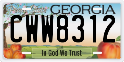 GA license plate CWW8312