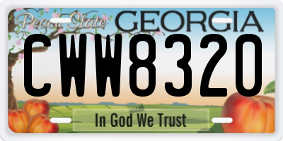 GA license plate CWW8320