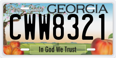 GA license plate CWW8321