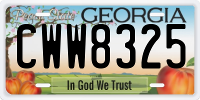 GA license plate CWW8325