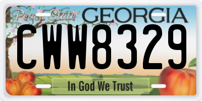 GA license plate CWW8329