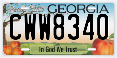 GA license plate CWW8340