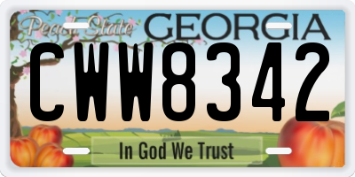 GA license plate CWW8342