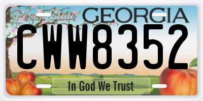 GA license plate CWW8352