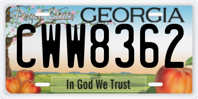 GA license plate CWW8362