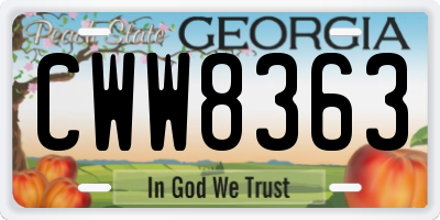GA license plate CWW8363