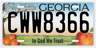 GA license plate CWW8366