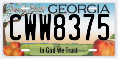 GA license plate CWW8375