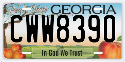 GA license plate CWW8390