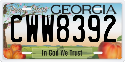 GA license plate CWW8392