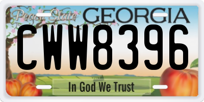 GA license plate CWW8396