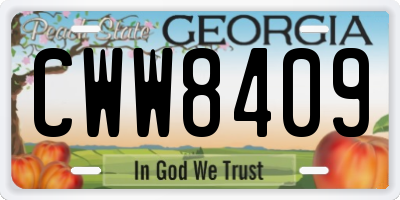 GA license plate CWW8409