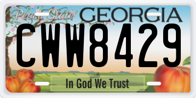 GA license plate CWW8429
