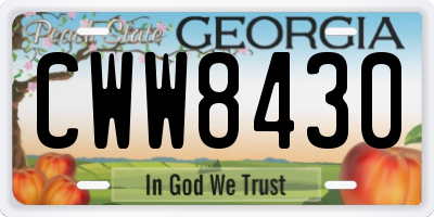 GA license plate CWW8430