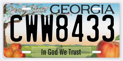 GA license plate CWW8433