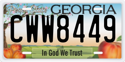 GA license plate CWW8449