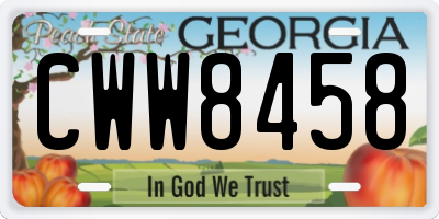 GA license plate CWW8458
