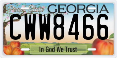 GA license plate CWW8466