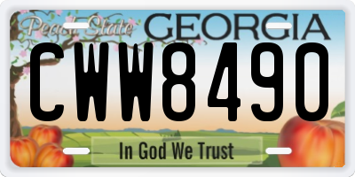 GA license plate CWW8490
