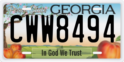 GA license plate CWW8494