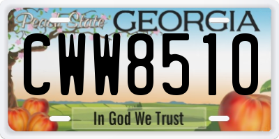 GA license plate CWW8510