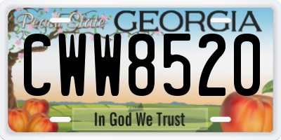 GA license plate CWW8520