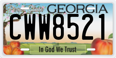 GA license plate CWW8521