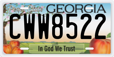 GA license plate CWW8522