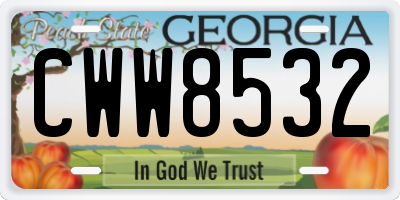 GA license plate CWW8532