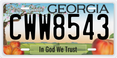 GA license plate CWW8543