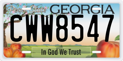 GA license plate CWW8547