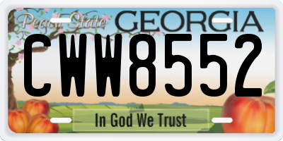 GA license plate CWW8552