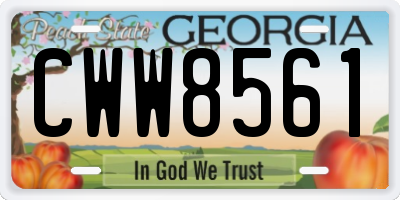 GA license plate CWW8561