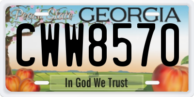 GA license plate CWW8570