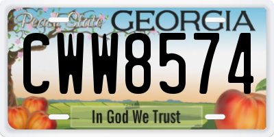 GA license plate CWW8574