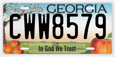 GA license plate CWW8579